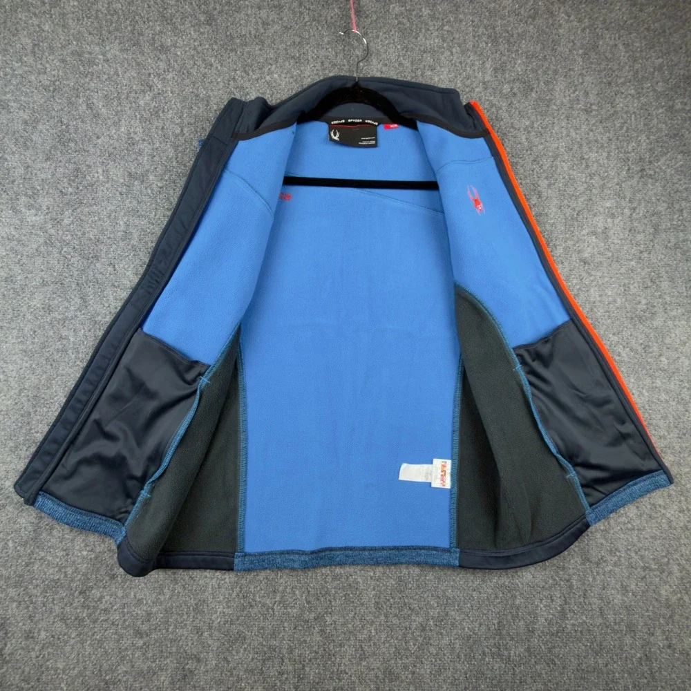 Spyder Mens Full Zip Sweater Knit Fleece Vest Blue Orange 787206 Size M